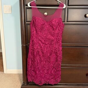 Adrianna Papell berry pink purple lace dress size 10